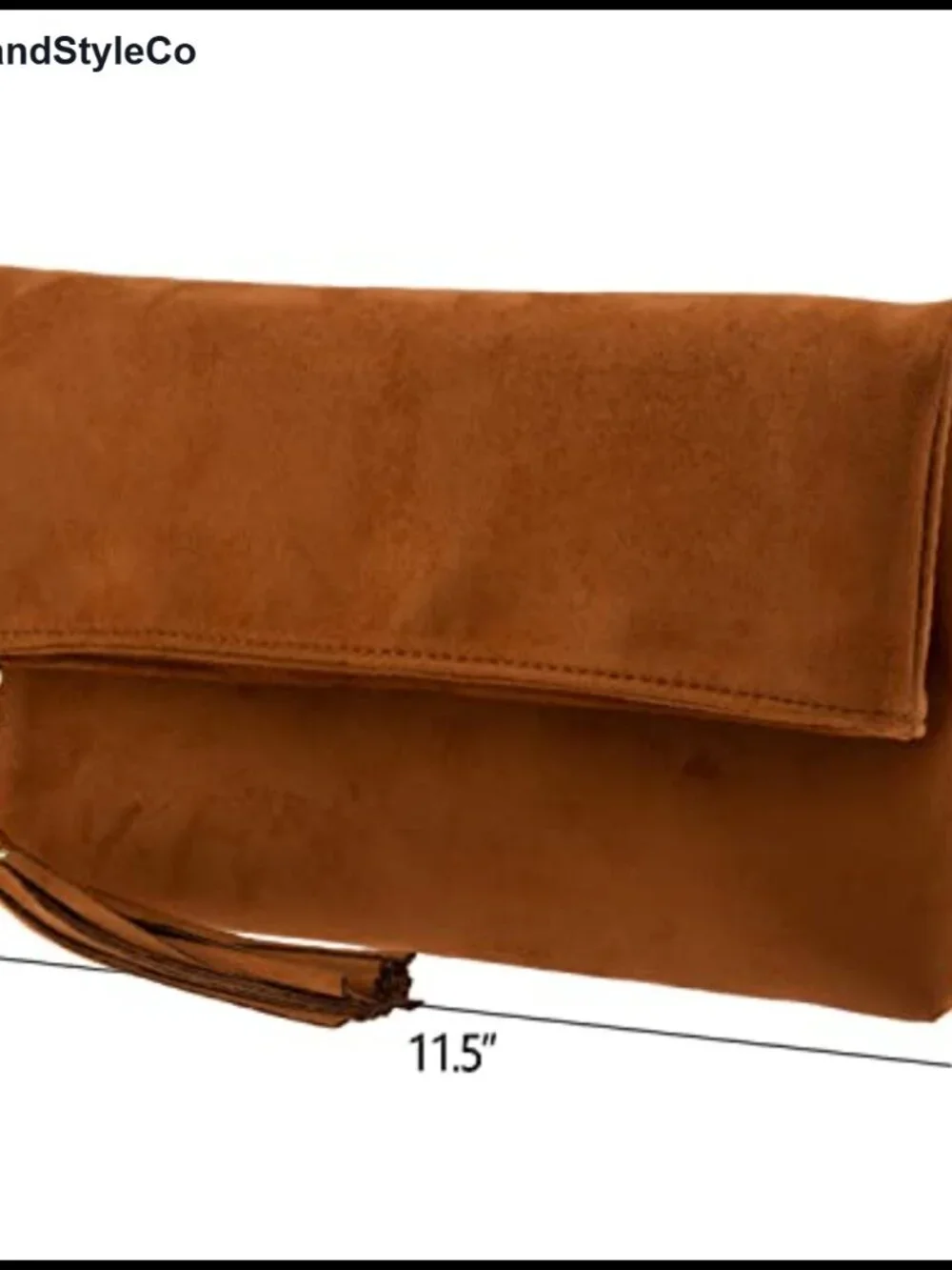 Faux Micro Suede Fold Over Clutch with Chain Strap